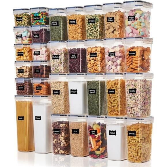 32pcs Airtight Food Storage Containers Set, BPA Free Plastic Kitchen and Pantry